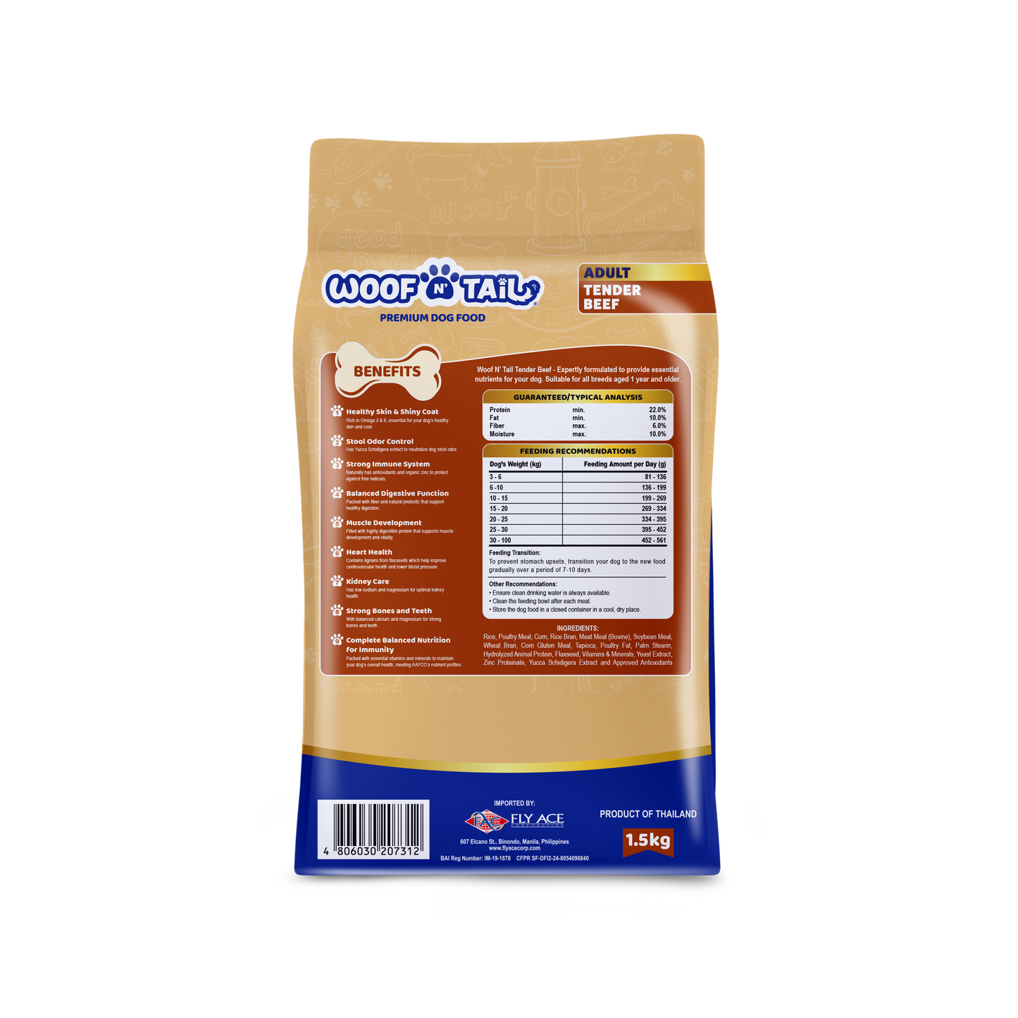 Woof n' Tail Tender Beef Kibbles (1.5kg)