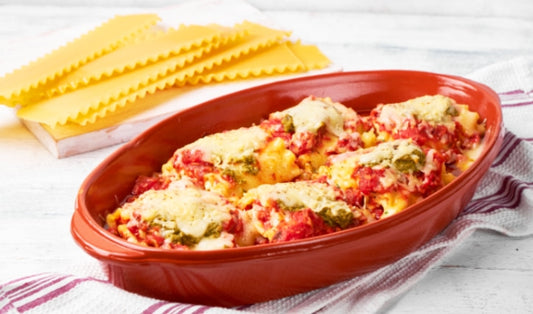 Three Cheese Tuna Chunks Lasagna Roll-ups with Pesto