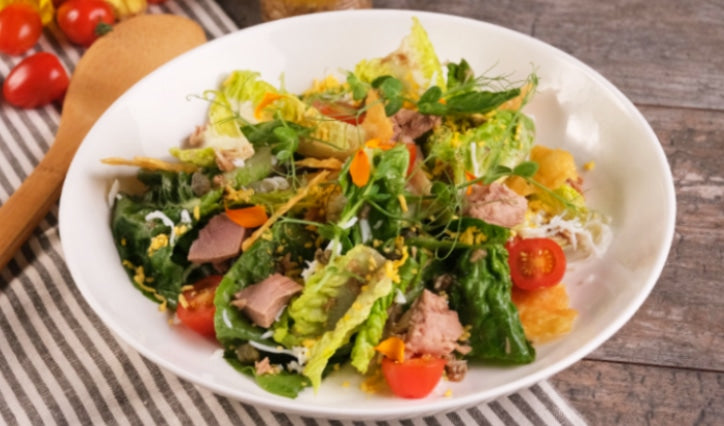 Light Caesar Tuna Salad with Capers and Basil