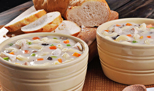 Hearty Macaronni and Mushroom Soup