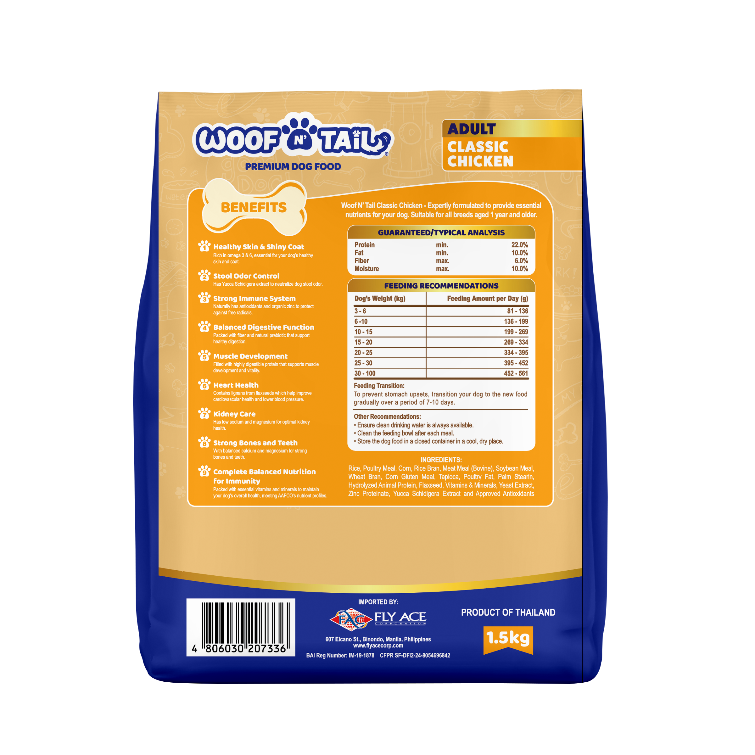 Woof n' Tail Classic Chicken Kibbles (1.5kg)