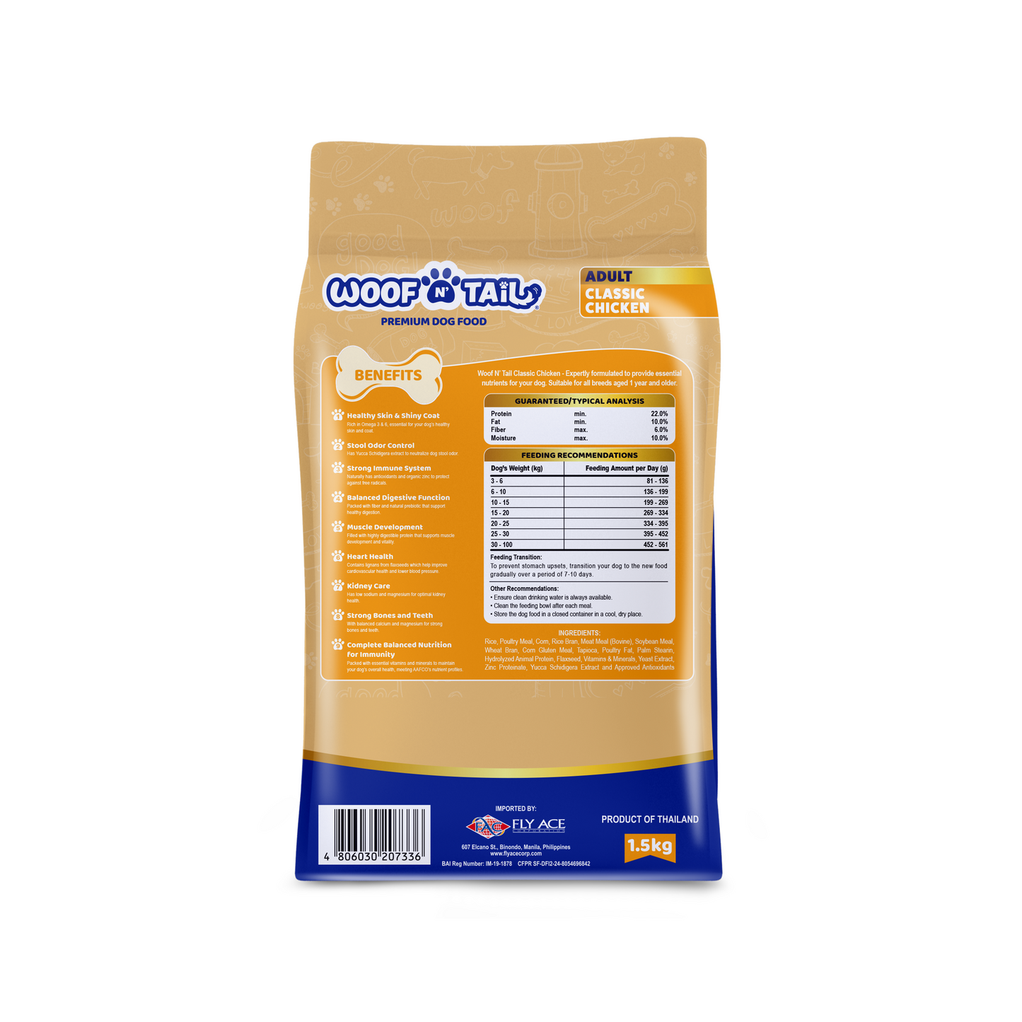 Woof n' Tail Classic Chicken Kibbles (1.5kg)