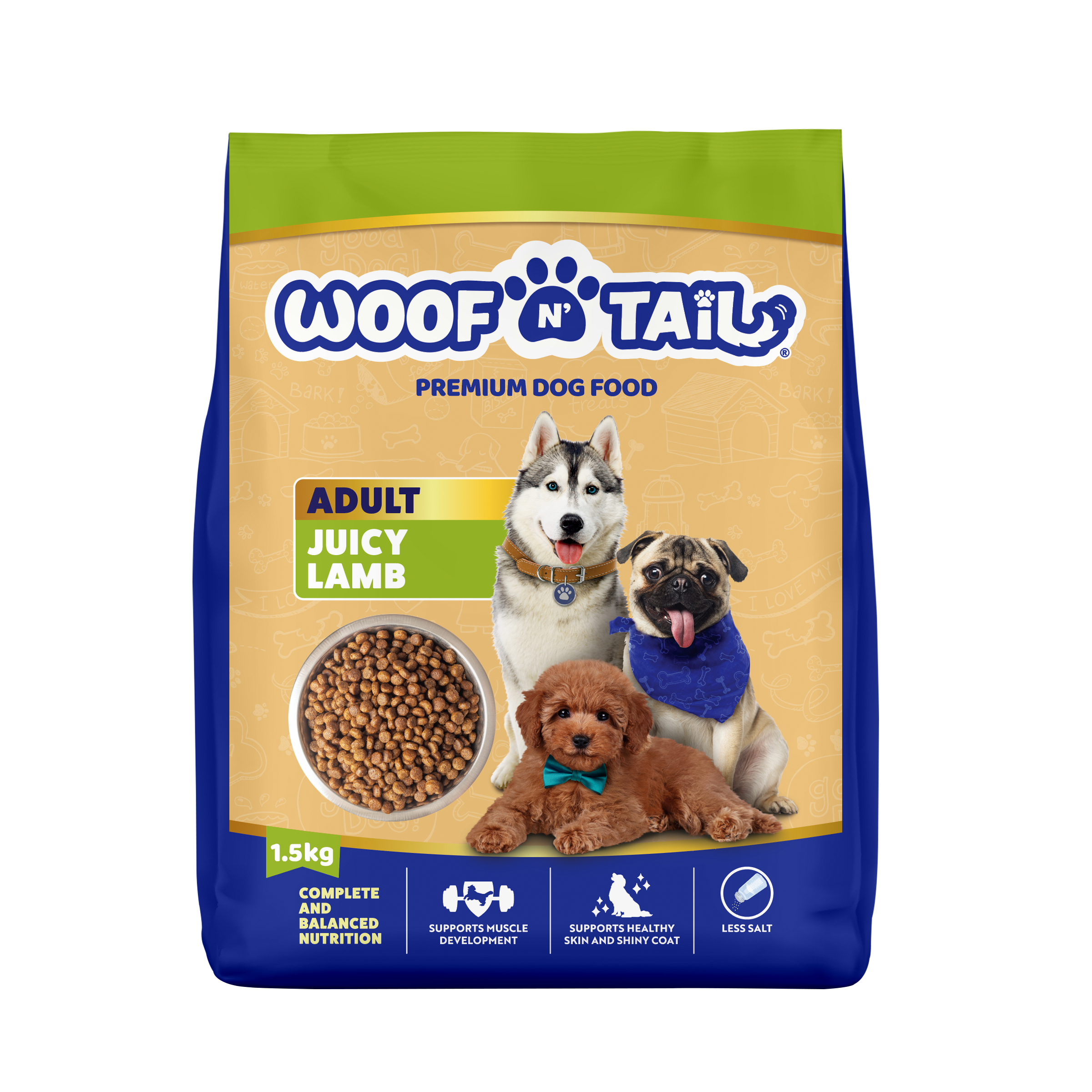 Woof n' Tail Juicy Lamb Kibbles (1.5kg)