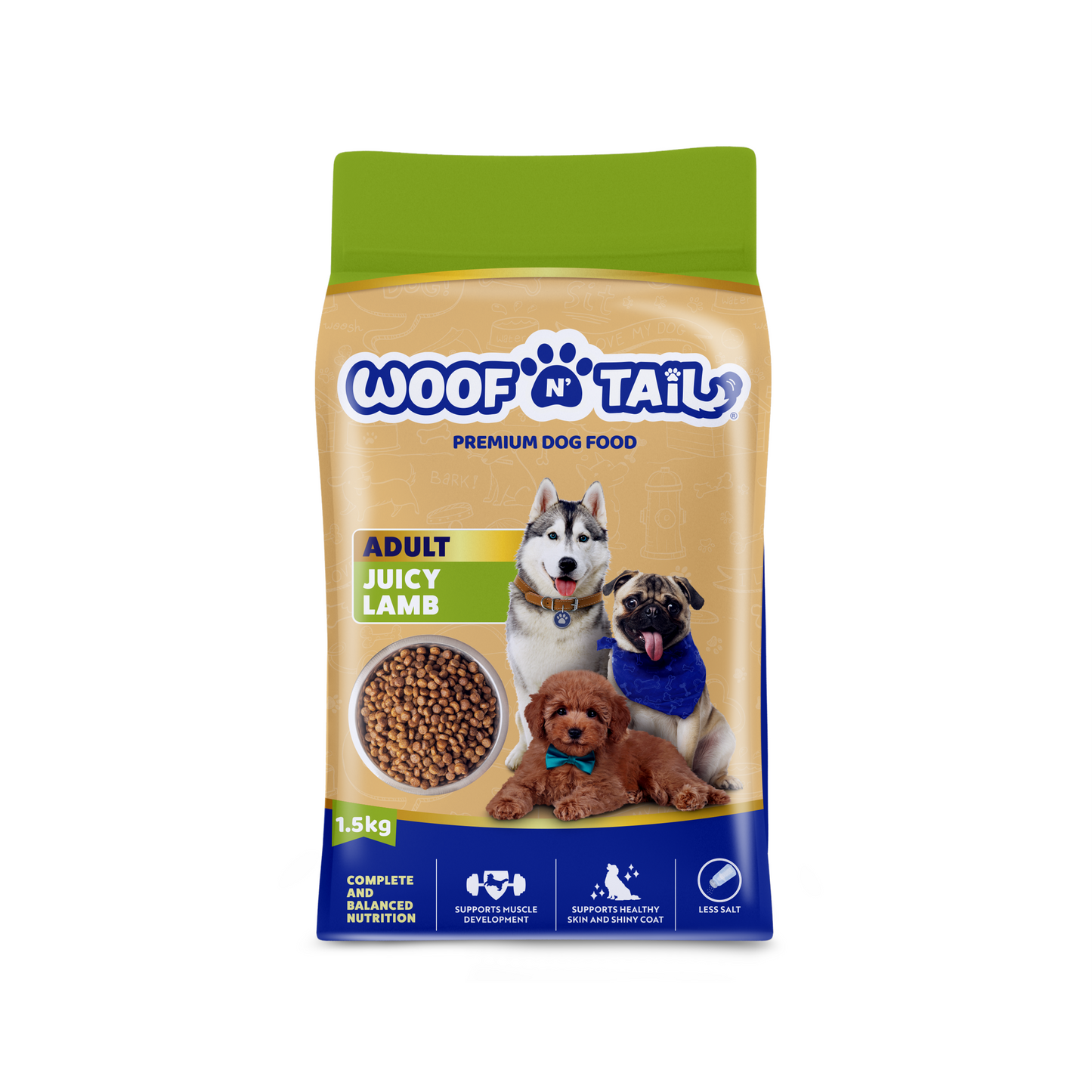 Woof n' Tail Juicy Lamb Kibbles (1.5kg)