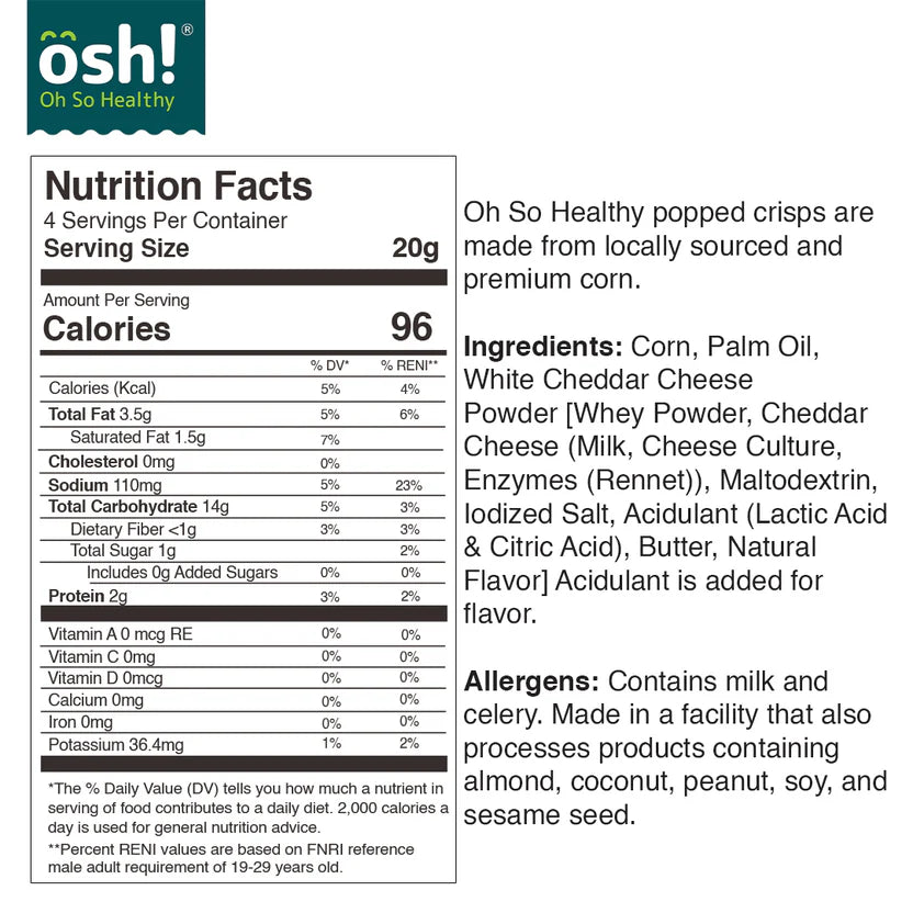 OSH Pops White Cheddar 80g