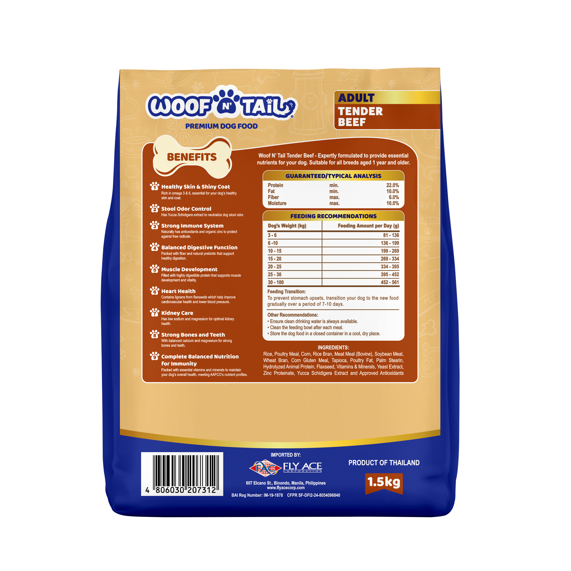 Woof n' Tail Tender Beef Kibbles (1.5kg)