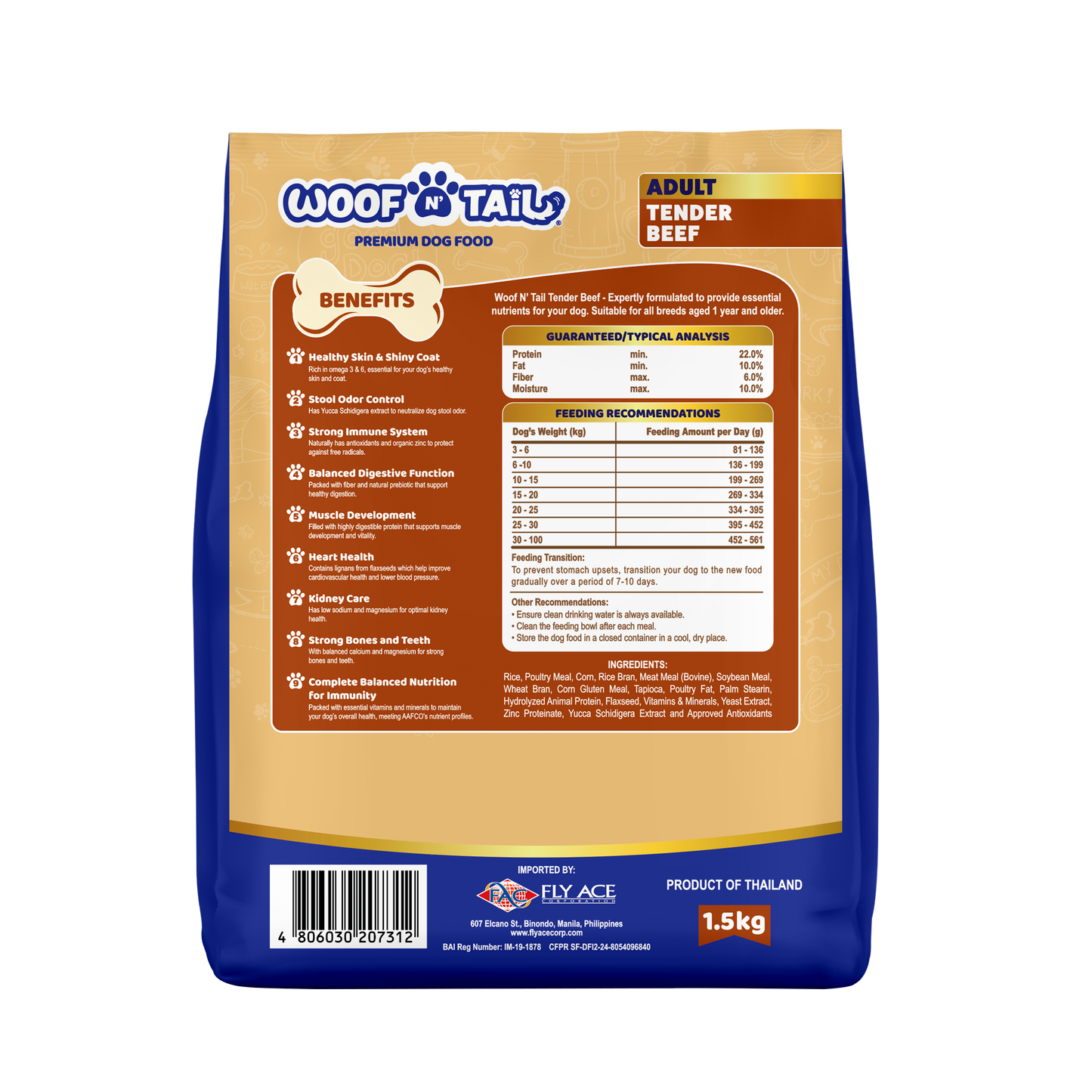 Woof n' Tail Tender Beef Kibbles (1.5kg)