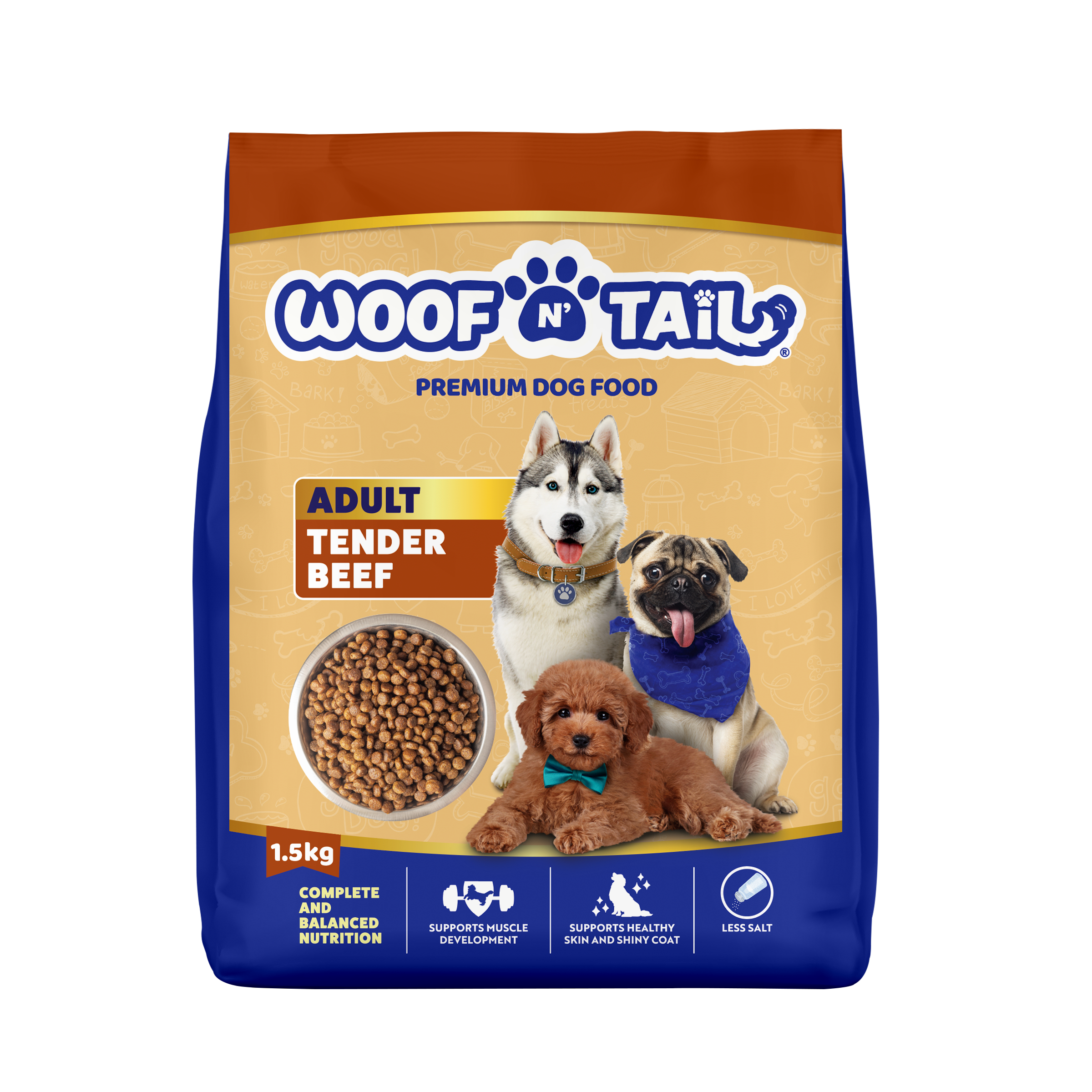 Woof n' Tail Tender Beef Kibbles (1.5kg)