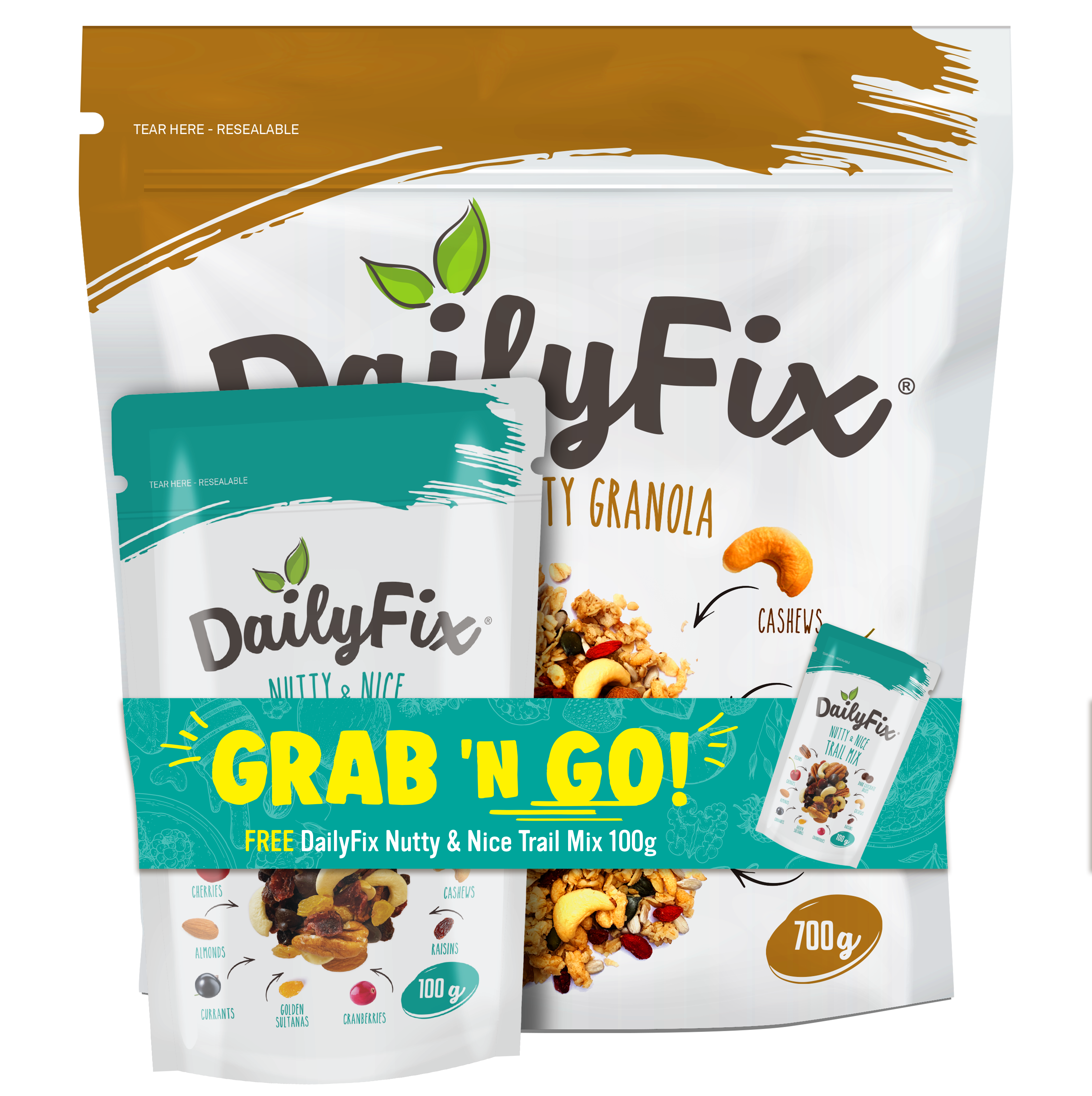 DailyFix Grab 'n Go (Very Nutty Granola (700g) + Nutty & Nice)