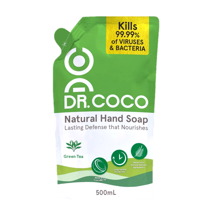 Dr. Coco Natural Hand Wash Soap Green Tea (500ml Refill Packs)